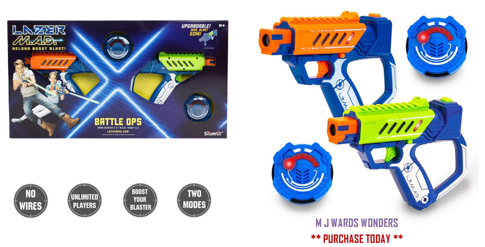 Lazer M.A.D - Battle Ops - Blaster Toy Gun - Reload Boost Blast! - Silverlit