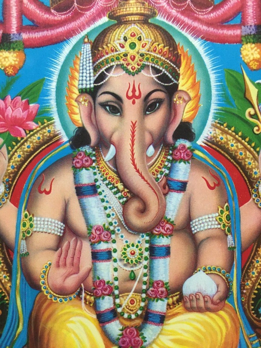 India Vintage 60's Print LORD GANESHA 10in x 14in (10822) | eBay