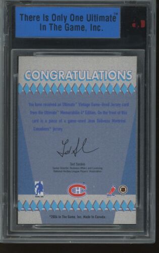 2004 ITG Ultimate Vault Jean Beliveau Sapphire Vintage Jersey Game Used 1/1 - Picture 2 of 2
