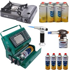 Butane Gas Canisters Bottle & Portable Stove Cooker Heater Refillable Blow Torch
