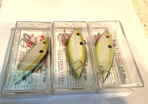 3 Leurres Vintage Bill Lewis Rat-L-Trap 1/2 Oz, Sans Lèvres, Neufs (1990)