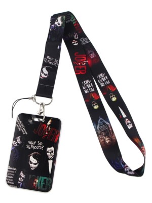 The Joker Comic Book Movie Villain Character Black Lanyard With ID Badge Holder