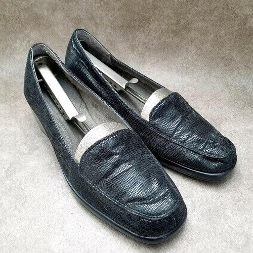 Aerosoles Womens Sz 8.5 M Black Slip On Loafer Low Wedge