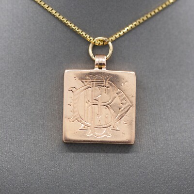 Antique Victorian Engraved Square Picture Locket in 14k Rose Gold and  Platinum