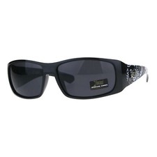 Locs Hardcore Shades Mens Rectangular Wrap Black Bandanna Print Sunglasses