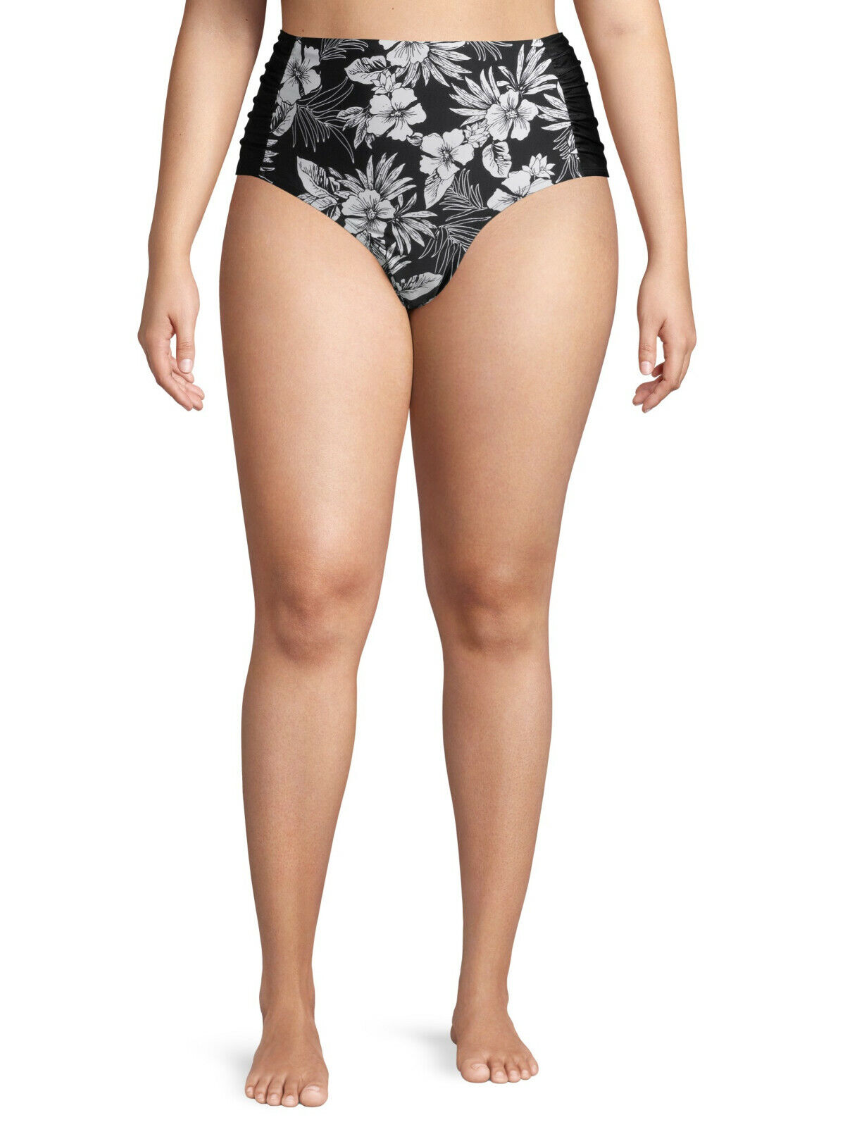 NEW WOMENS TIME TRU FLORAL SWIMSUIT Year-end gift BIKINI BLACK WHITE BOTTOM Direct store