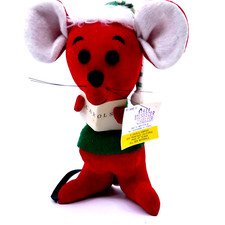 Ebeneezer Cheezer MOUSE Dakin Dream pets dolls Vintage Christmas Japan Tag