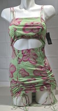 WILD FABLE Women's Green Cut-Out Stretch Adjust-Spaghetti Strap Dress size S NWT