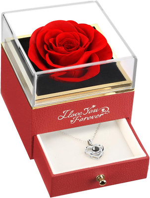 Valentines Day Gifts for Her, Preserved Real Red Rose, Forever Flowers Rose G...