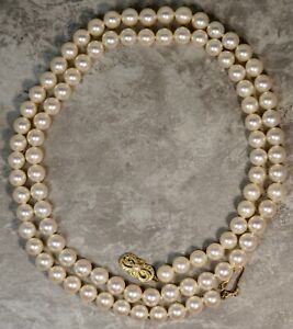 akoya pinkish cultured mikimoto 8mm pearl necklace