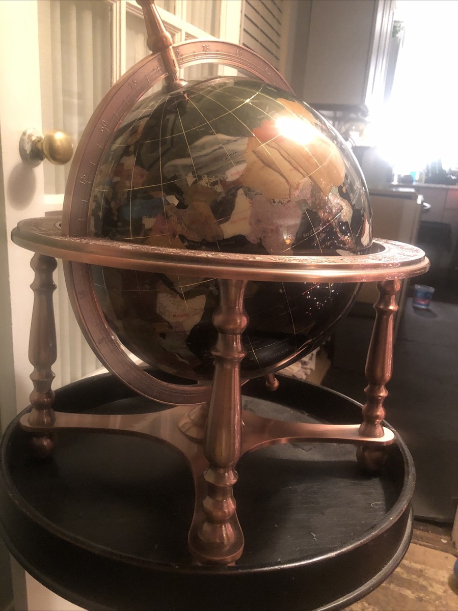 Vintage Rotating Tabletop 12” World Globe With Quartz Countries
