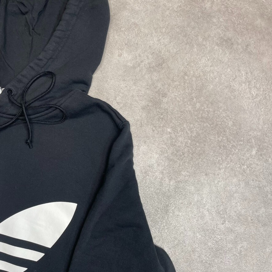 Adidas Hoodie Mens Spellout Y2K Vintage Pull Over Sweatshirt, Black, XL image 3