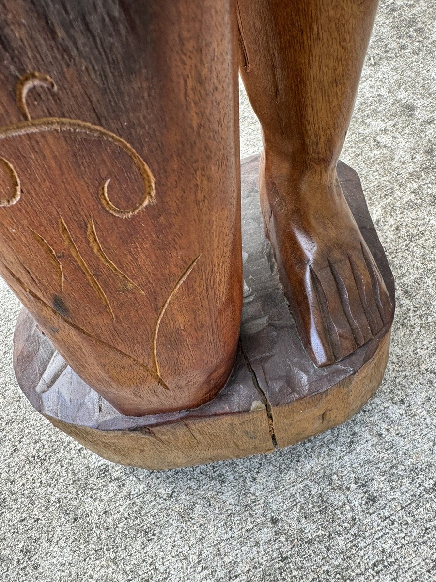 Hand Carved Wood Sculpture of Man with Pickaxe | eBay
