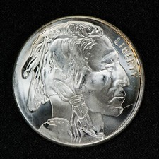 1 oz .999 FINE SILVER ROUND - Colorful Toning - INDIAN HEAD DESIGN LOT#V763 85.05 per troy oz