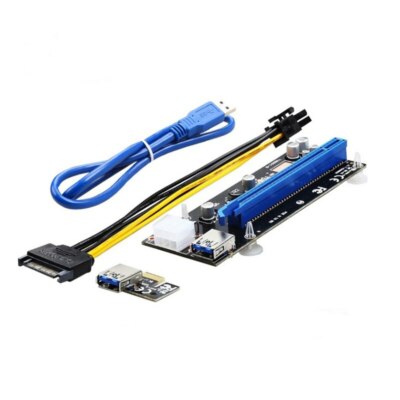 PCIe 1X To 16X Riser Card 4Pin/6pin IDE Molex Power Supply for BTC Miner Machine