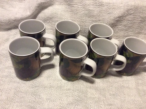 Set (7) Dansk CORNUCOPIA PATTERN Handled Mugs PORTUGAL