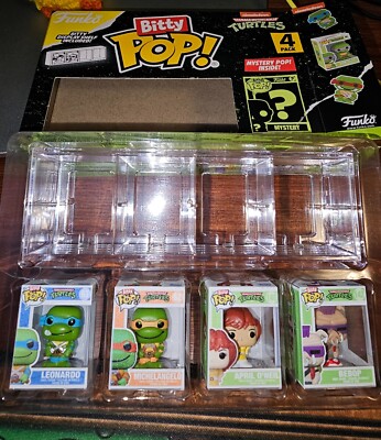 Set of 4 Teenage Mutant Ninja Turtles Funko Bitty Pops -Bebop Chase, April Pop