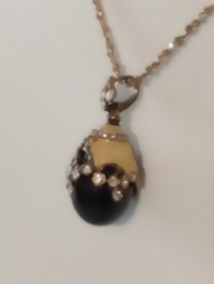 Colgante/Collar ESTILO FABERGÉ Ágata Negra 14k Sobre Plata Corte Pepita 24" Collar Foto 4 de 4