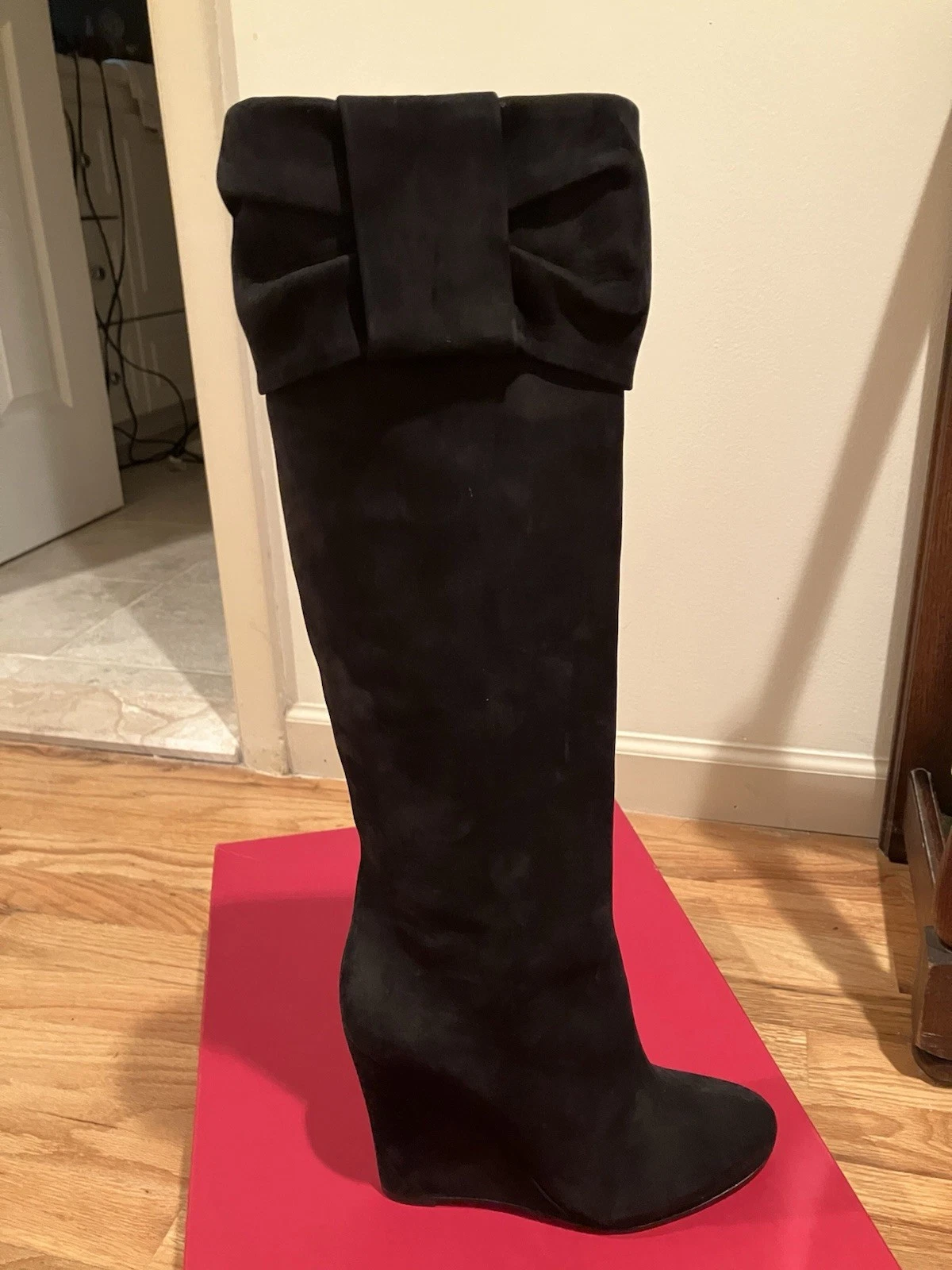 Valentino — Valentino Black Suede  Wedge Boots 37 1/2