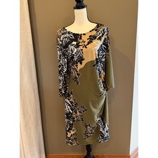 AA Studio AA Women's Bodycon Floral Earthy Pullover Long Sleeve Dress, Size 16