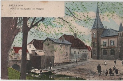 Bützow Mecklenburg Lot a City Graben with Hospital Busy Color Almost Excellent Condition