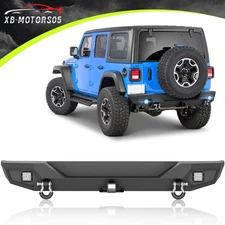 Rear Bumper W/ LED Lights & 2" Hitch Receiver For 2018-2025 Jeep Wrangler JL 