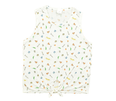 J. Crew New York City Novelty Print Tie Front Tank Top Large Cotton Blend NWT