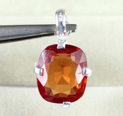 Natürlich Padparadscha Orange Saphir 9.25 Ct-Kissen Edelstein Anhänger Sehen Vio - Bild 1 von 4