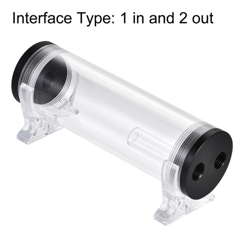 Water Cooling Tank 50mm x 160mm Acrylic and Acetal 1 In 2 Out for PC CPU Cooled - Afbeelding 3 van 6