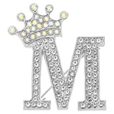Letter Brooch Pins Alphabet M Lapel Badges Pin Silver Tone