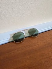 Garrett Leight Kinney Clip 47 Clip On Sunglasses Gold Green Lenses