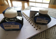 Pelikan 4001 Brilliant BlueBlack  Blue Fountain Pen Ink w/ Box Germany Vintage