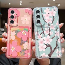 Phone Case For Samsung S26 S25 Ultra S24 S23 S22 S21 FE Flower Card Holder Cover