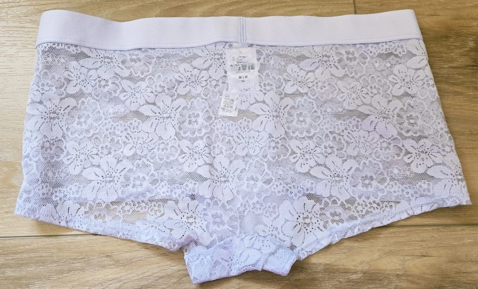 NWT Victoria's Secret PINK Shine Logo Sheer Floral Lace Boyshort Boxer Panties M - Image 2 of 3