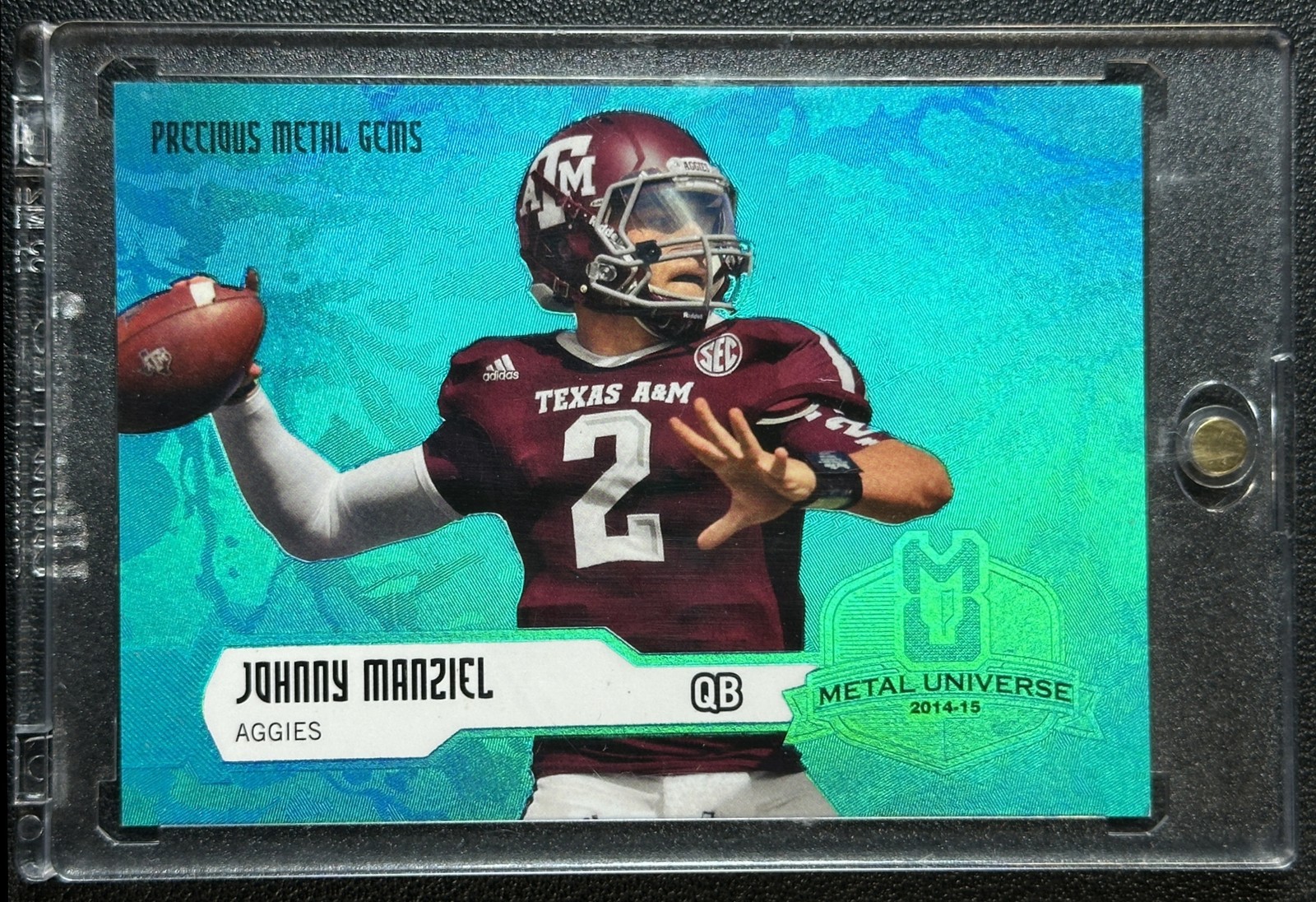 JOHNNY MANZIEL 2014 FLAIR SHOWCASE METAL UNIVERSE PRECIOUS GEMS TEAL PMG /100 RC