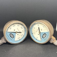 Pair Vintage Industrial Union Carbide Gauges - Made In USA - Upcycle / Steampunk