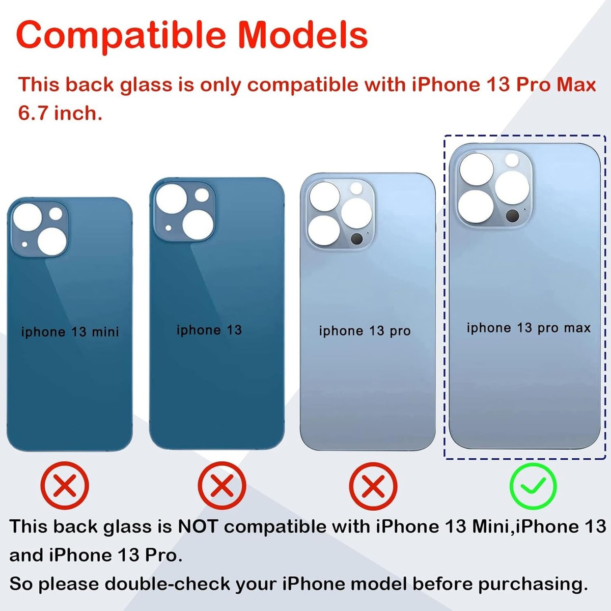 OEM Rear Back Glass Replacement for iPhone 13 Pro Max 6.7 Inches