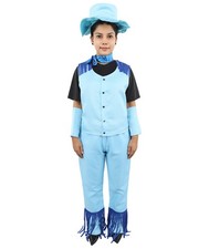 HPO Women's Western Cowgirl Costume   Blue Rodeo with Hat, Vest,  Fringe Pant