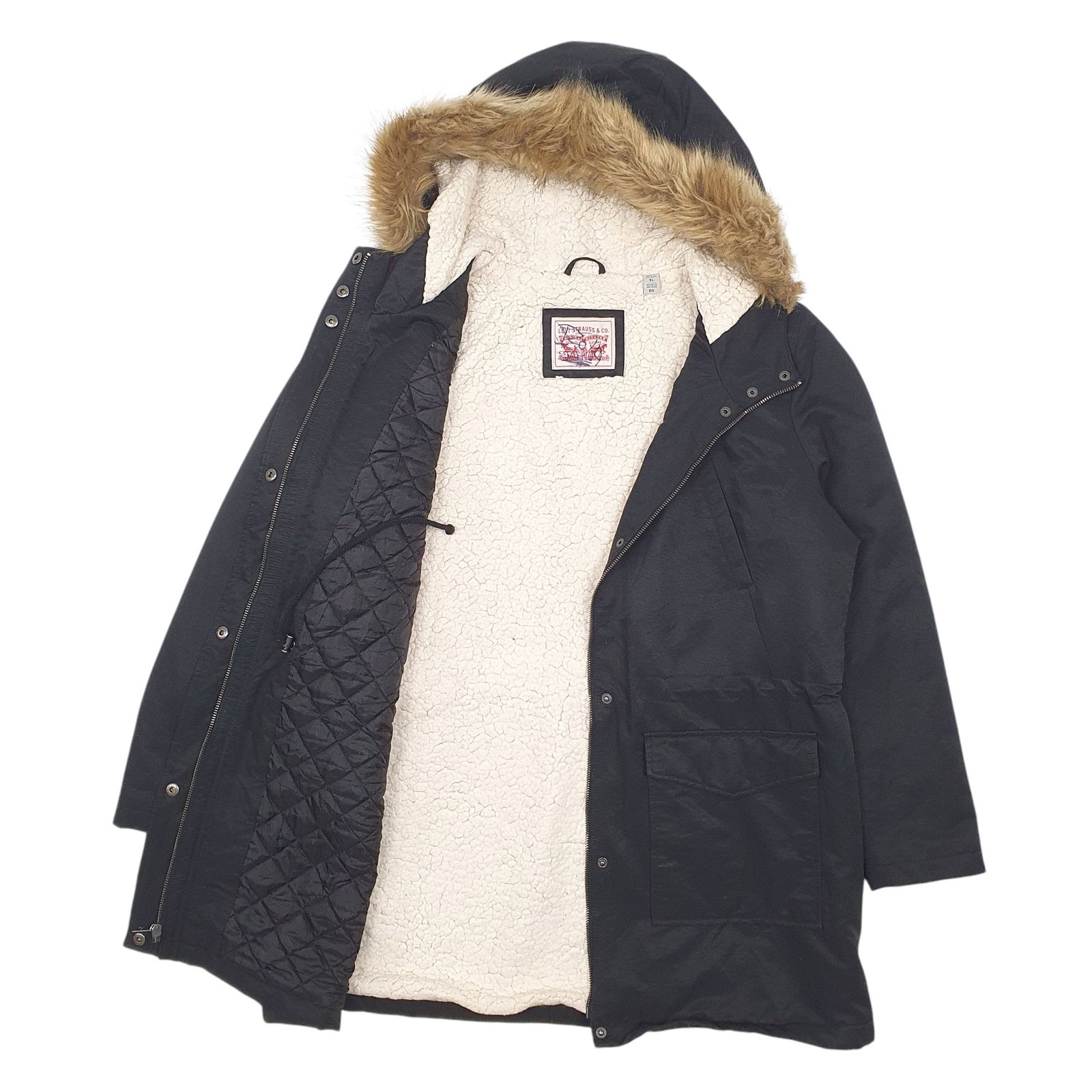 LEVIS Parka Jacket Coat Sherpa Lined Womens XL image 2