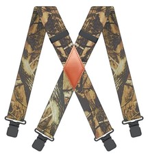 Men's Heavy Duty Camo Suspenders Adjustable X-Back Braces with 2" Heavy Duty