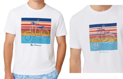 Ben Sherman Herren Gestreift Roller T-Shirts Kurzarm Rundhals Baumwolle Tee Neu
