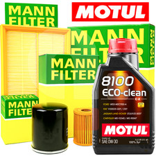Service Kit For Skoda Fabia II 1.2 4 Mann Filters + 3L Motul 0W30 Oil