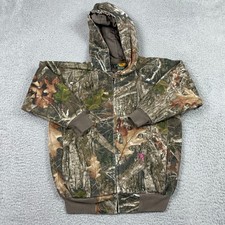 Bass Pro Shops Camo Full Zip Hooded Jacket Kids Small 6-7 Quilted Brown Hunting