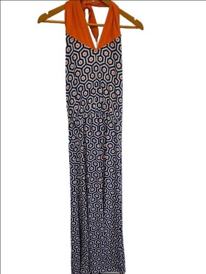 Mud Pie Leighton 3-Way Halter Maxi Dress In Geometric Hexagon Print