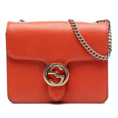 Gucci Small Dollar Calfskin Interlocking G Crossbody Umhängetasche Orange
