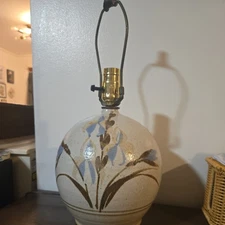 VTG MCM California Ceramics Design Lamp Stoneware Table Studio Pottery Irises