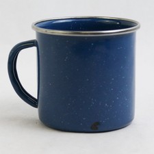 Blue Enamelware Coffee Cup Camping Hiking Picnics 3.25" Tall