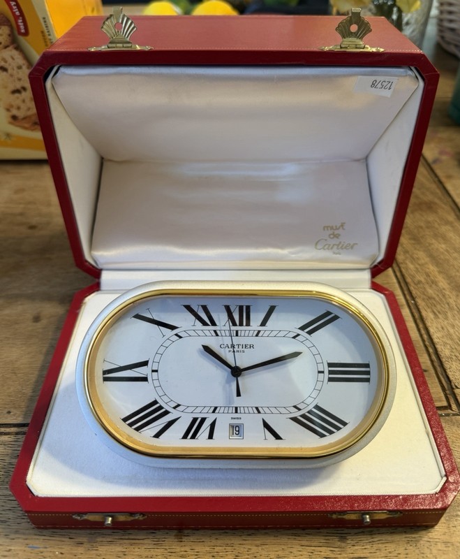 Cartier Desk Clock Complete Box Certificate Booklets Calendar  NO RESERVE