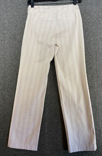 Talbots Chino Women’s Size 2 PETITE Pink White Stripe Straight Leg Pant - Picture 2 of 16