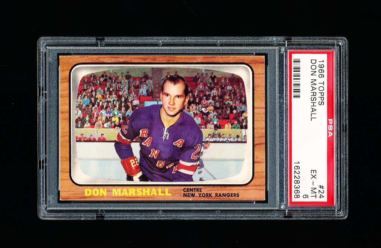 1966 TOPPS HOCKEY 24 DON MARSHALL PSA 6 EX-MINT RANGERS